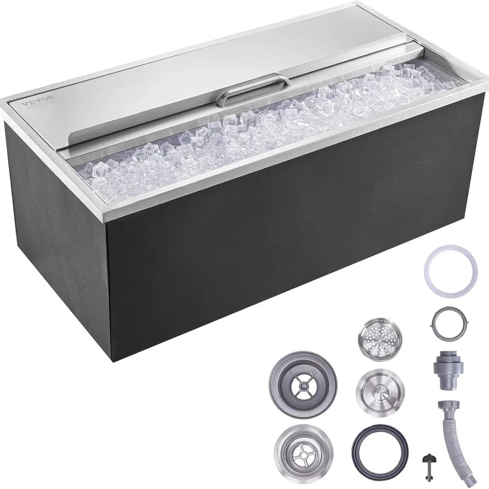 Sunstone Outdoor Kitchens Drop - In Ice Chest in Light Brushed Stainless Steel