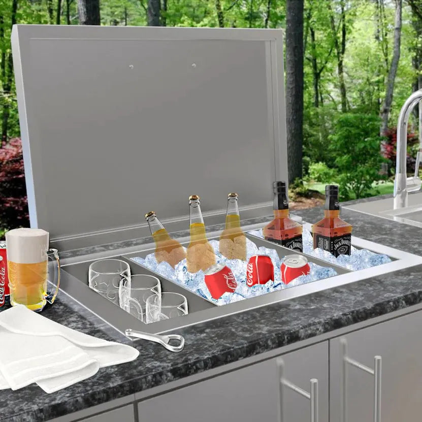Sunstone Outdoor Kitchens Drop - In Ice Chest in Light Brushed Stainless Steel