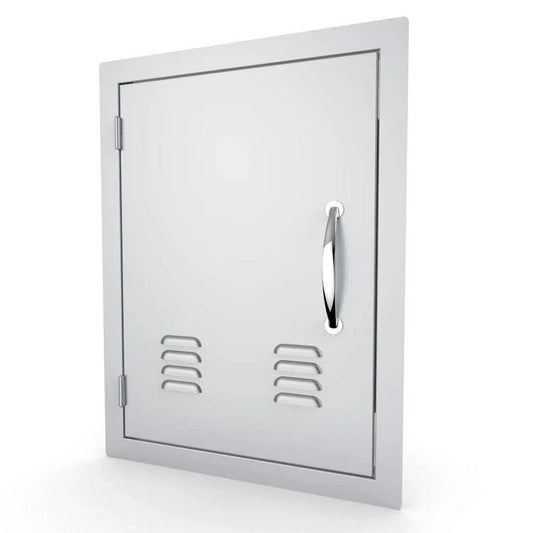 Sunstone Outdoor Kitchens Vertical Door Ventilated, Left Opening – Large in Light Brushed Stainless Steel