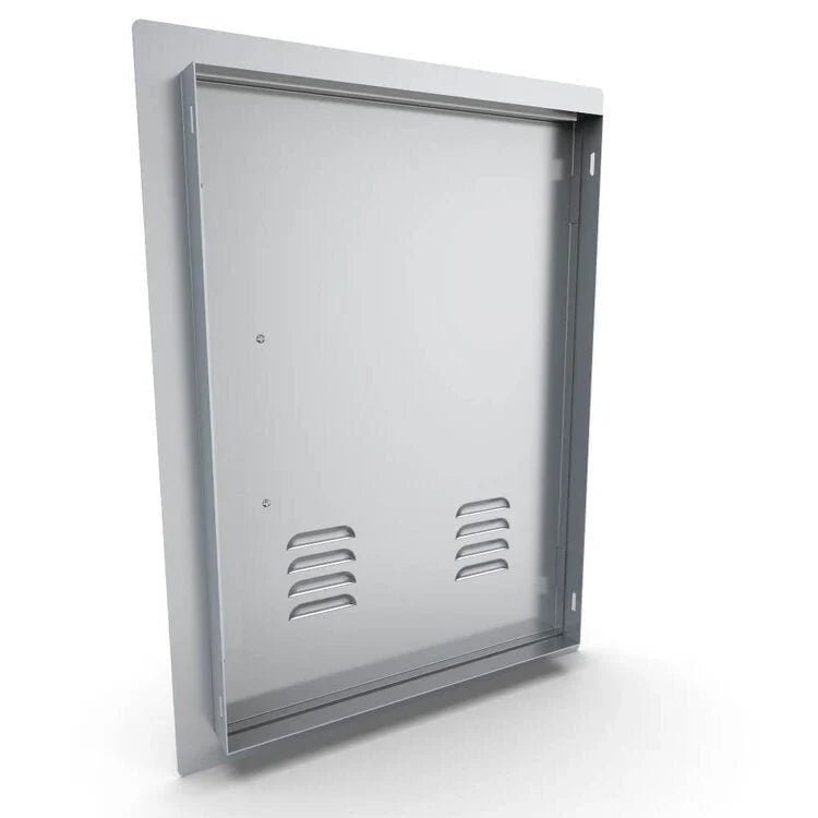 Sunstone Outdoor Kitchens Vertical Door Ventilated, Left Opening – Large in Light Brushed Stainless Steel
