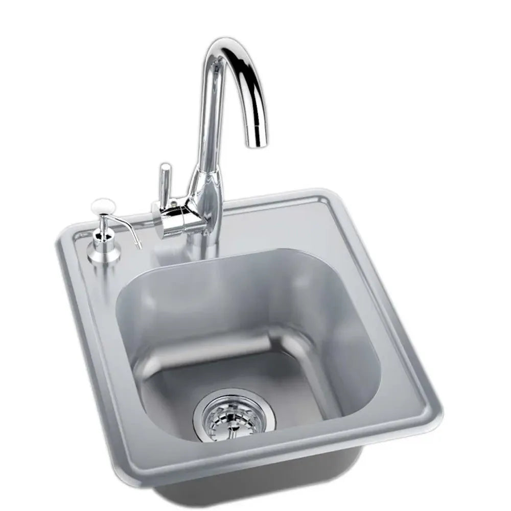 Sunstone Outdoor Kitchens Water Sink with Faucet and Soap Dispenser in Light Brushed Stainless Steel