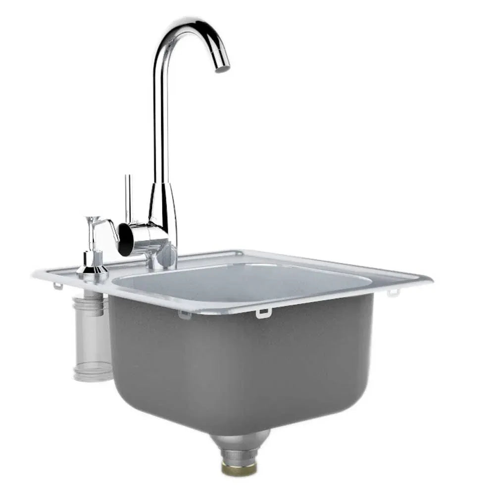 Sunstone Outdoor Kitchens Water Sink with Faucet and Soap Dispenser in Light Brushed Stainless Steel