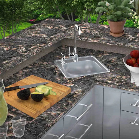 Sunstone Outdoor Kitchens Water Sink with Faucet and Soap Dispenser in Light Brushed Stainless Steel