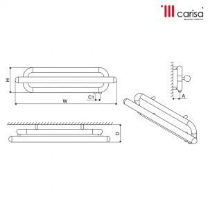 Carisa Swing Stainless Steel Heated Towel Rail | 2 finishes, 1 size