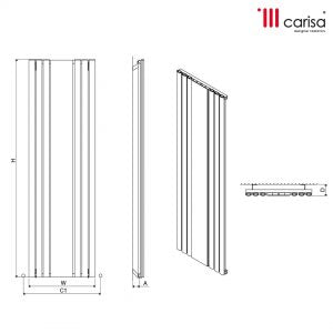 Carisa Tallis Mirror Designer Aluminium Radiator 1800H x 550W | 3 colours, 1 size