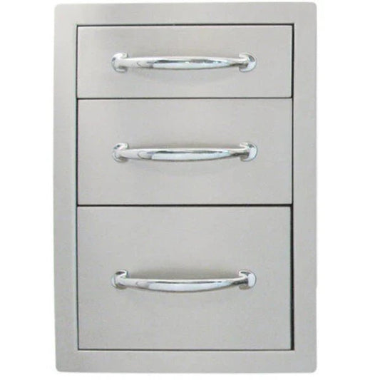 Sunstone Outdoor Kitchens Triple Access Drawer - outdoor grill - Ice Cold Spice | Light Brushed Stainless Steel
