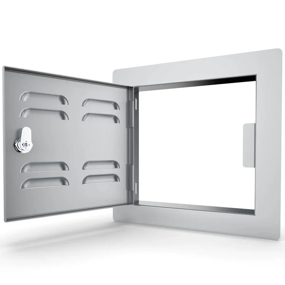 Sunstone Outdoor Kitchens Utility Access Vented Door 12"x12" - outdoor grill - Ice Cold Spice | Light Brushed Stainless Steel