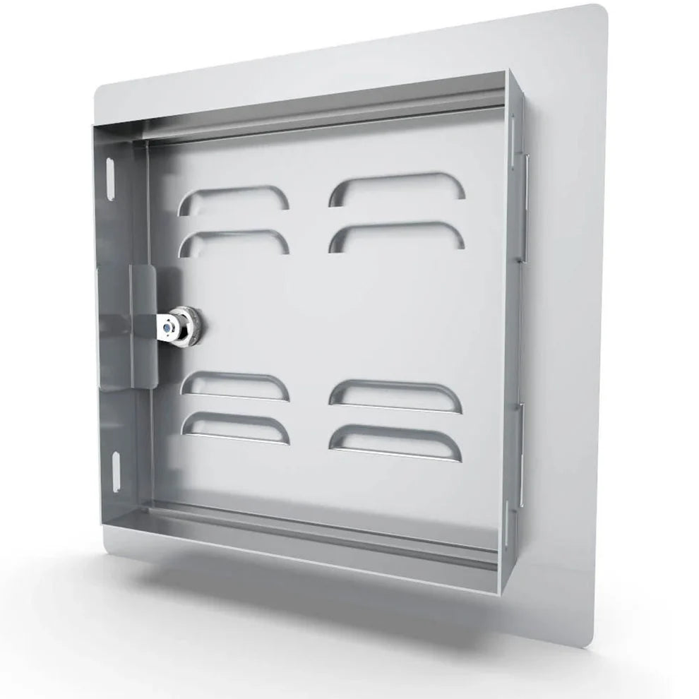 Sunstone Outdoor Kitchens Utility Access Vented Door 12"x12" - outdoor grill - Ice Cold Spice | Light Brushed Stainless Steel