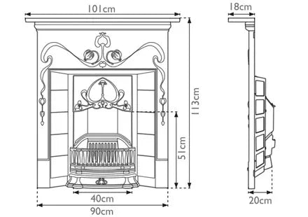 Carron Valentine Cast Iron Combination Fireplace