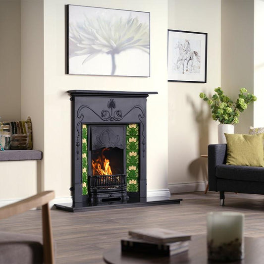 Carron Valentine Cast Iron Combination Fireplace - fireplace - Ice Cold Spice | Full Polish H113 x W101