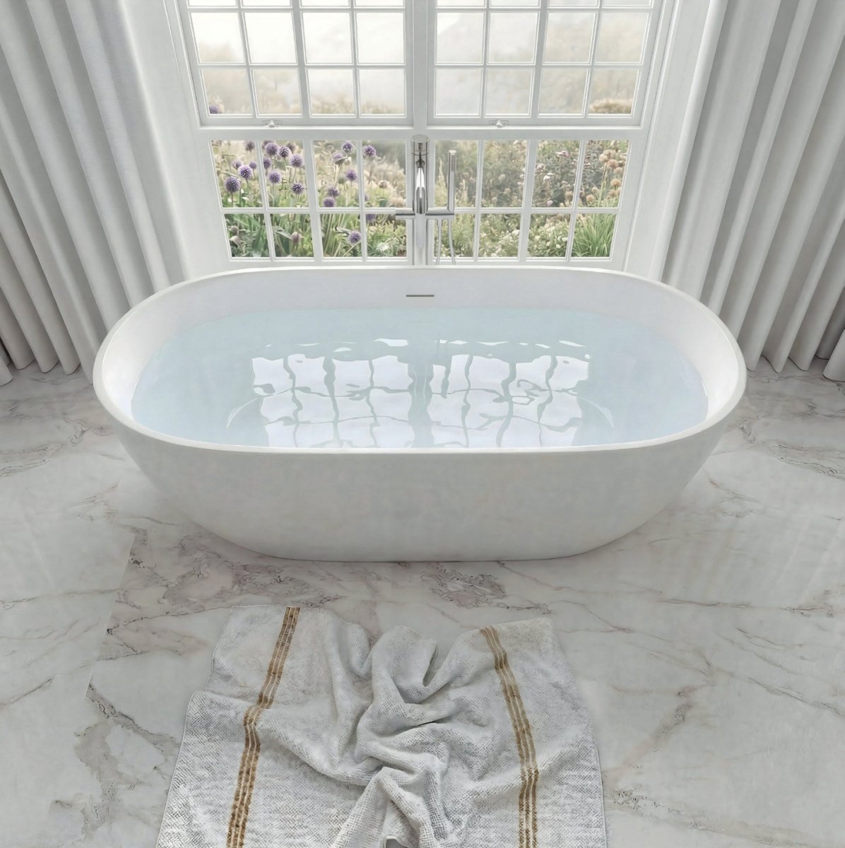 Vincent Alexander Alton Oval Freestanding Bathtub in Gloss White