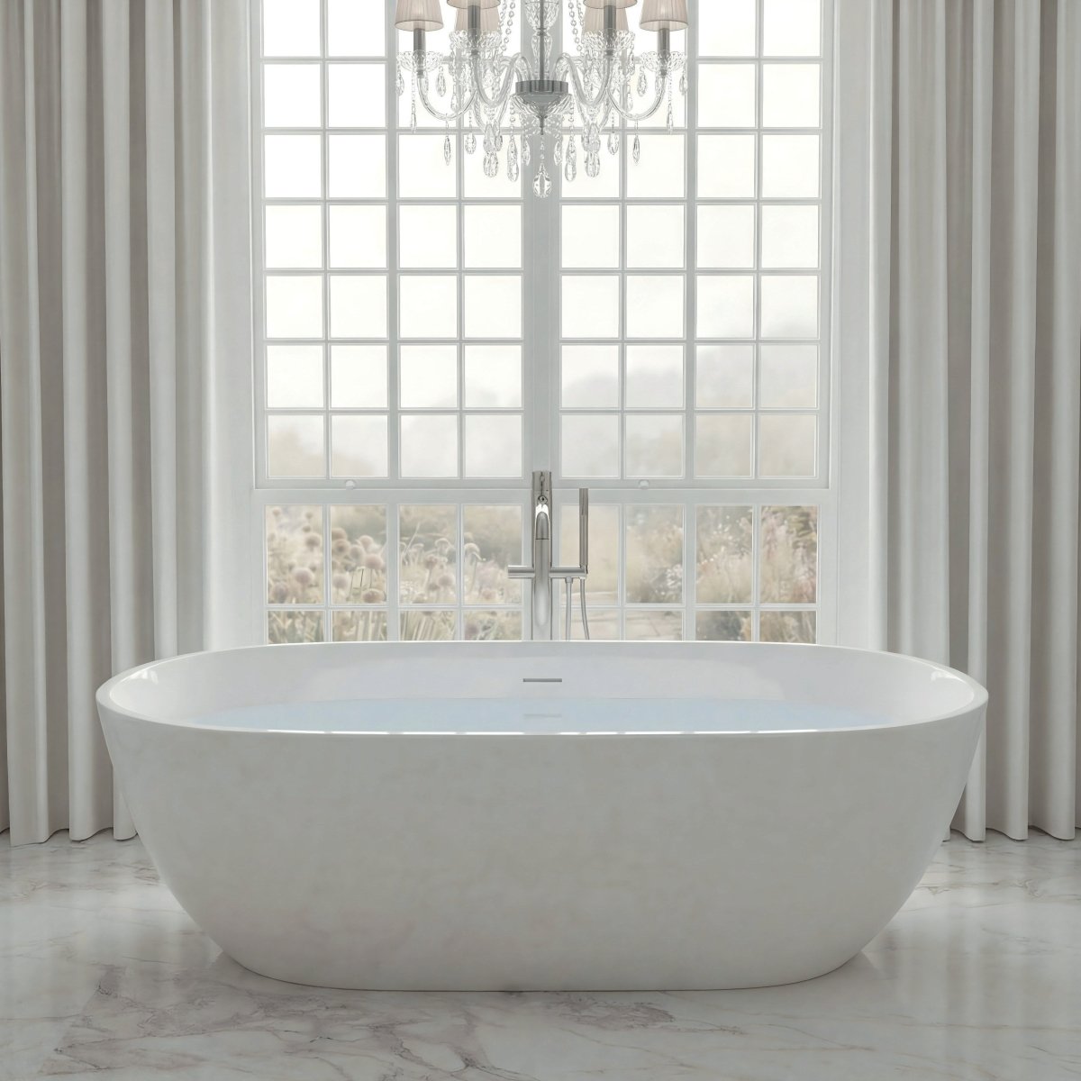 Vincent Alexander Alton Oval Freestanding Bathtub in Gloss White