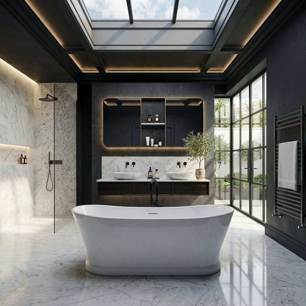 Vincent Alexander Ashmere Double Ended Oval Freestanding Bathtub in Gloss White
