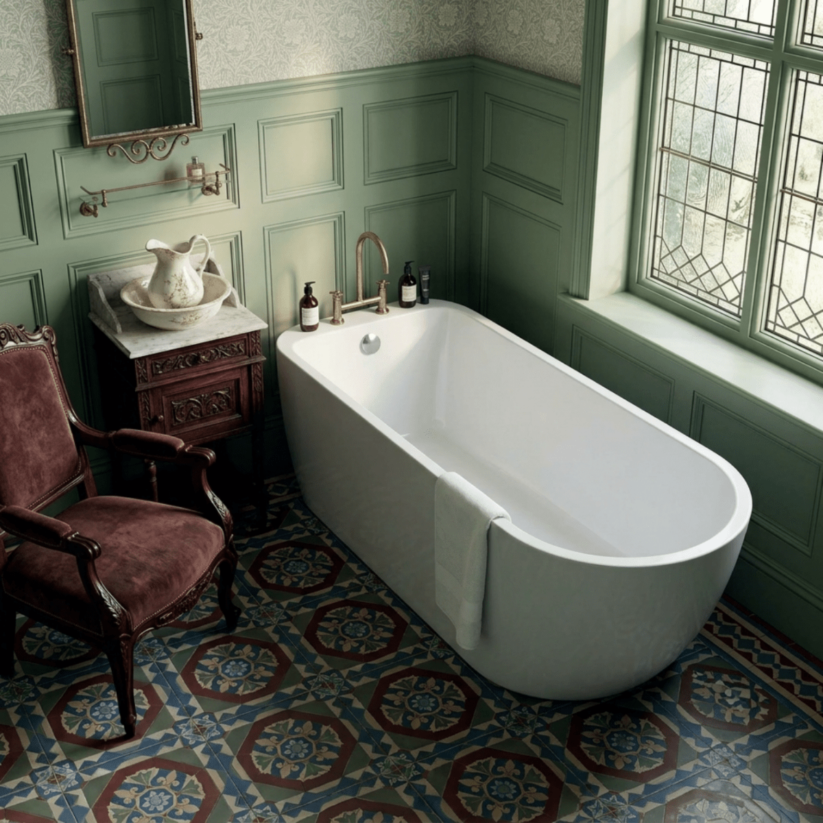 Vincent Alexander Belgravia Single Ended Oval Back To Wall Freestanding Bathtub in Gloss White