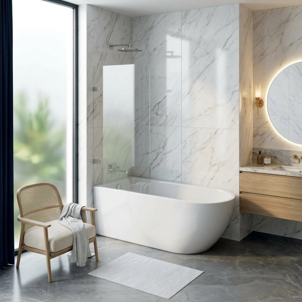 Vincent Alexander Belgravia Single Ended Oval Back To Wall Freestanding Bathtub in Gloss White