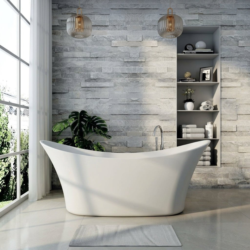 Vincent Alexander Carisbrooke Oval Freestanding Bathtub in Gloss White