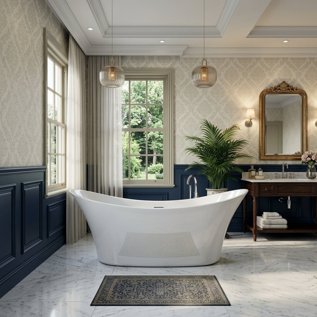 Vincent Alexander Carisbrooke Oval Freestanding Bathtub in Gloss White