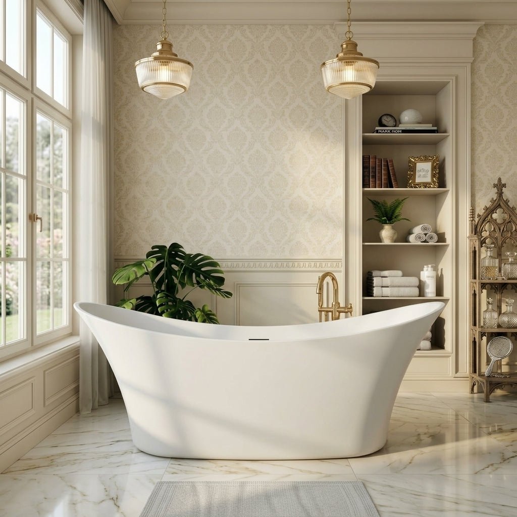 Vincent Alexander Carisbrooke Oval Freestanding Bathtub in Gloss White