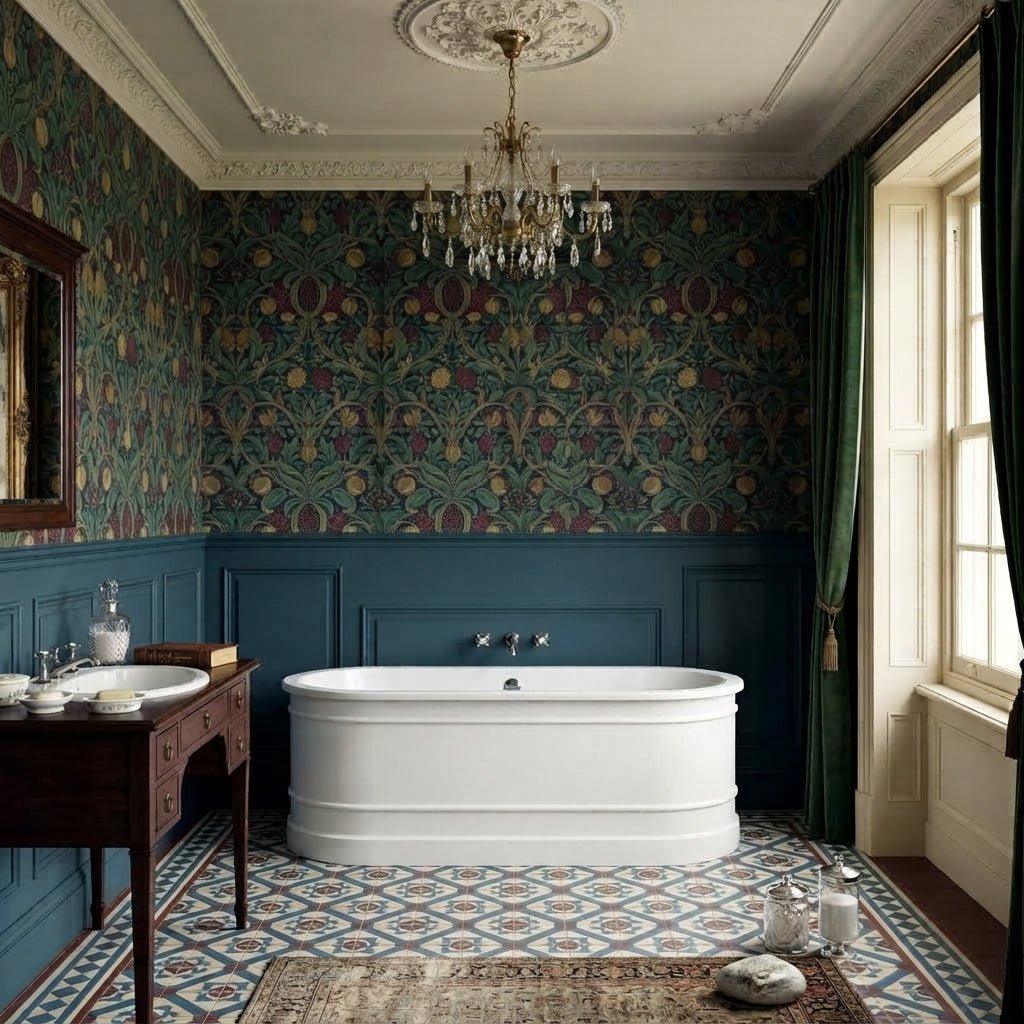 Vincent Alexander Forge Double Ended Oval Back to Wall Bathtub in Gloss White