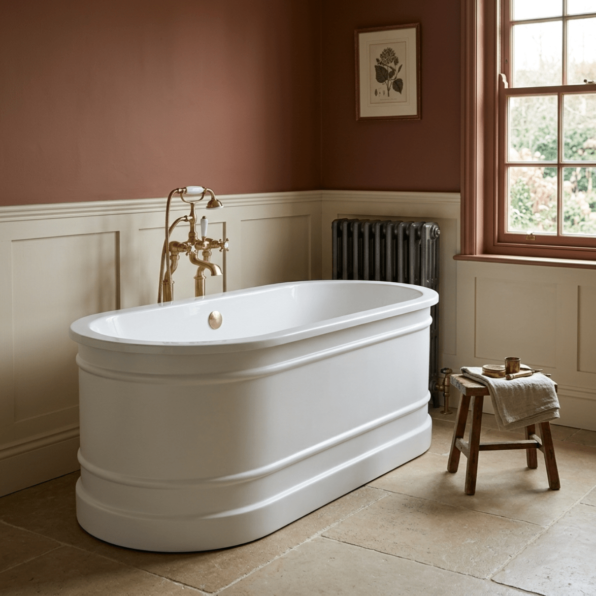 Vincent Alexander Forge Double Ended Oval Freestanding Bathtub in Gloss White