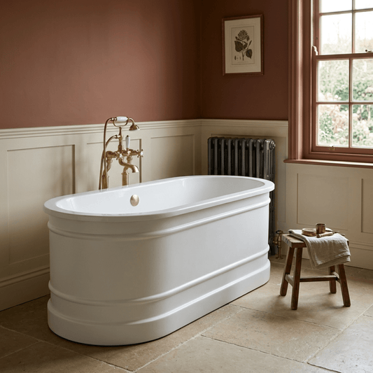 Vincent Alexander Forge Double Ended Oval Freestanding Bathtub in Gloss White