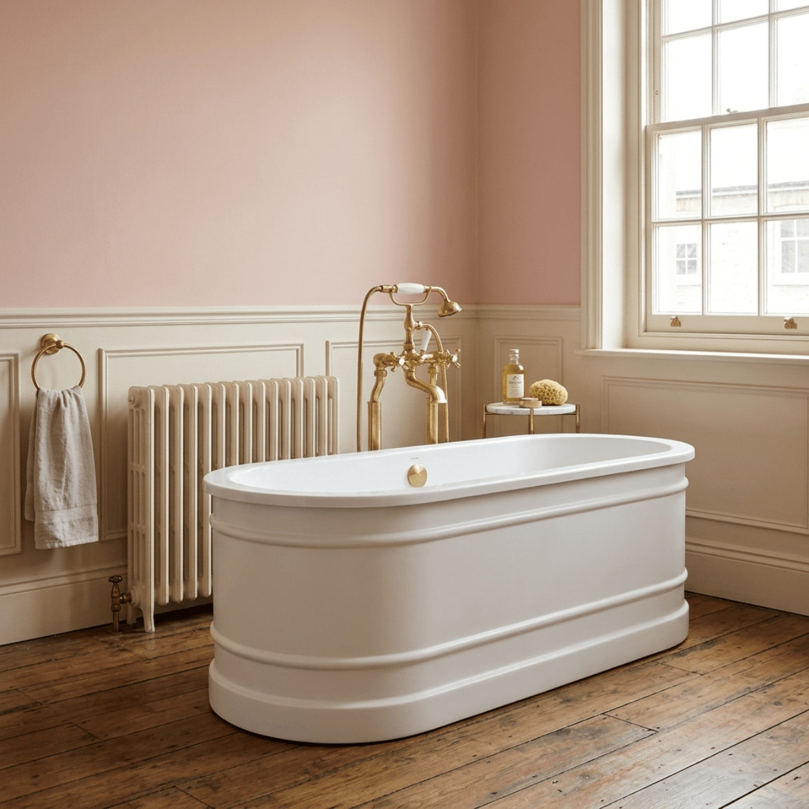 Vincent Alexander Forge Double Ended Oval Freestanding Bathtub in Gloss White