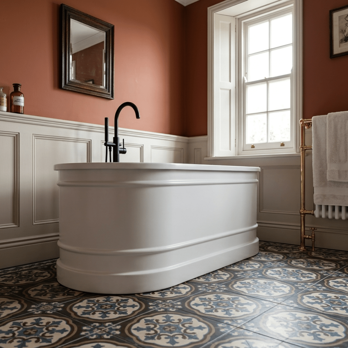 Vincent Alexander Forge Double Ended Oval Freestanding Bathtub in Gloss White