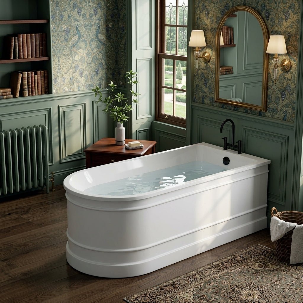 Vincent Alexander Forge Single Ended Oval Corner Bath in Gloss White