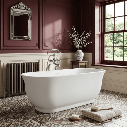 Vincent Alexander Fresia Double Ended Oval Freestanding Bathtub in Gloss White