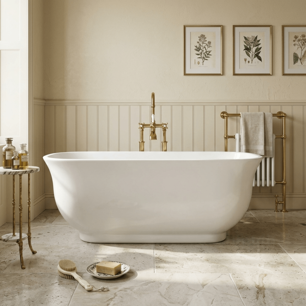 Vincent Alexander Fresia Double Ended Oval Freestanding Bathtub in Gloss White
