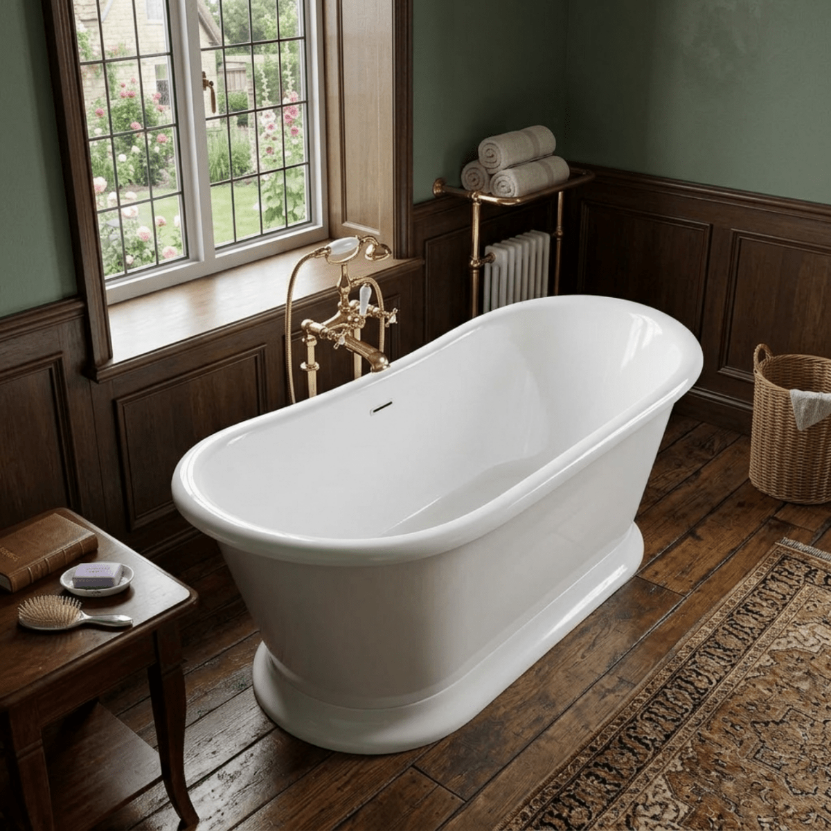 Vincent Alexander Harbour Double Ended Oval Freestanding Bathtub in Gloss White