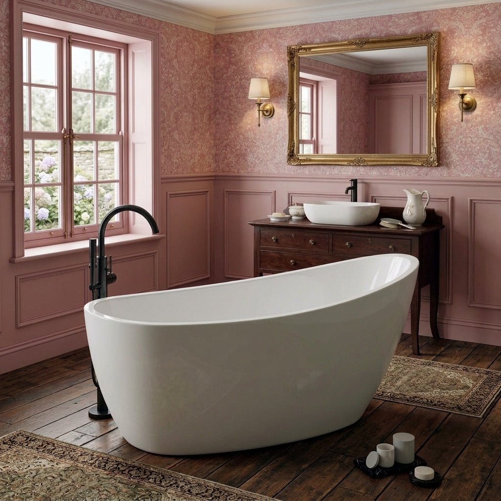 Vincent Alexander Hastings Oval Freestanding Slipper Bathtub in Gloss White