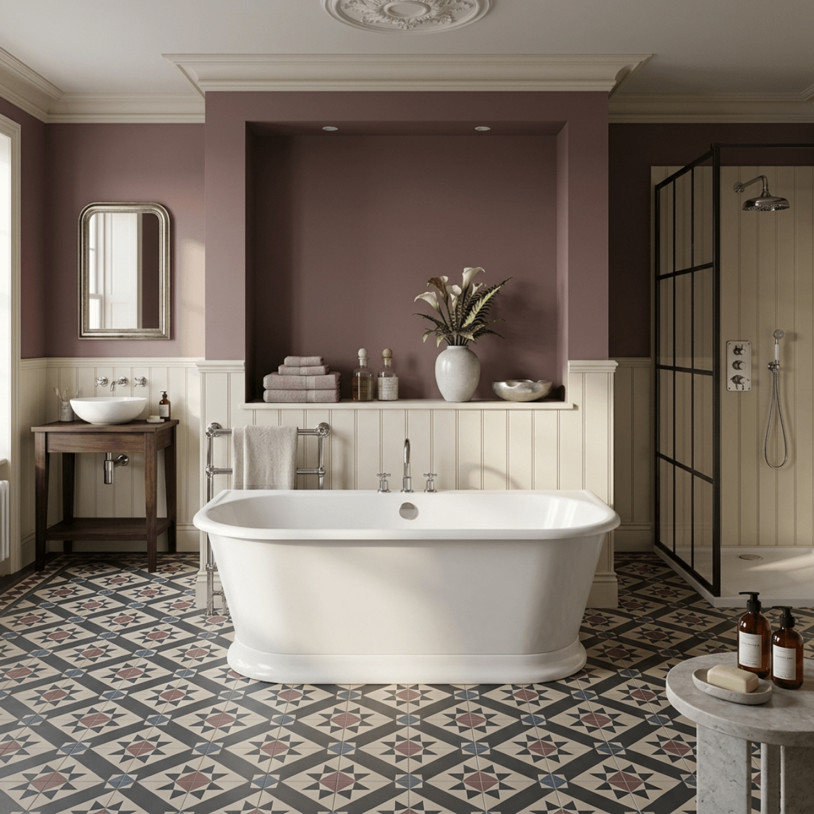 Vincent Alexander Haven Double Ended Oval Back to Wall Bathtub in Gloss White