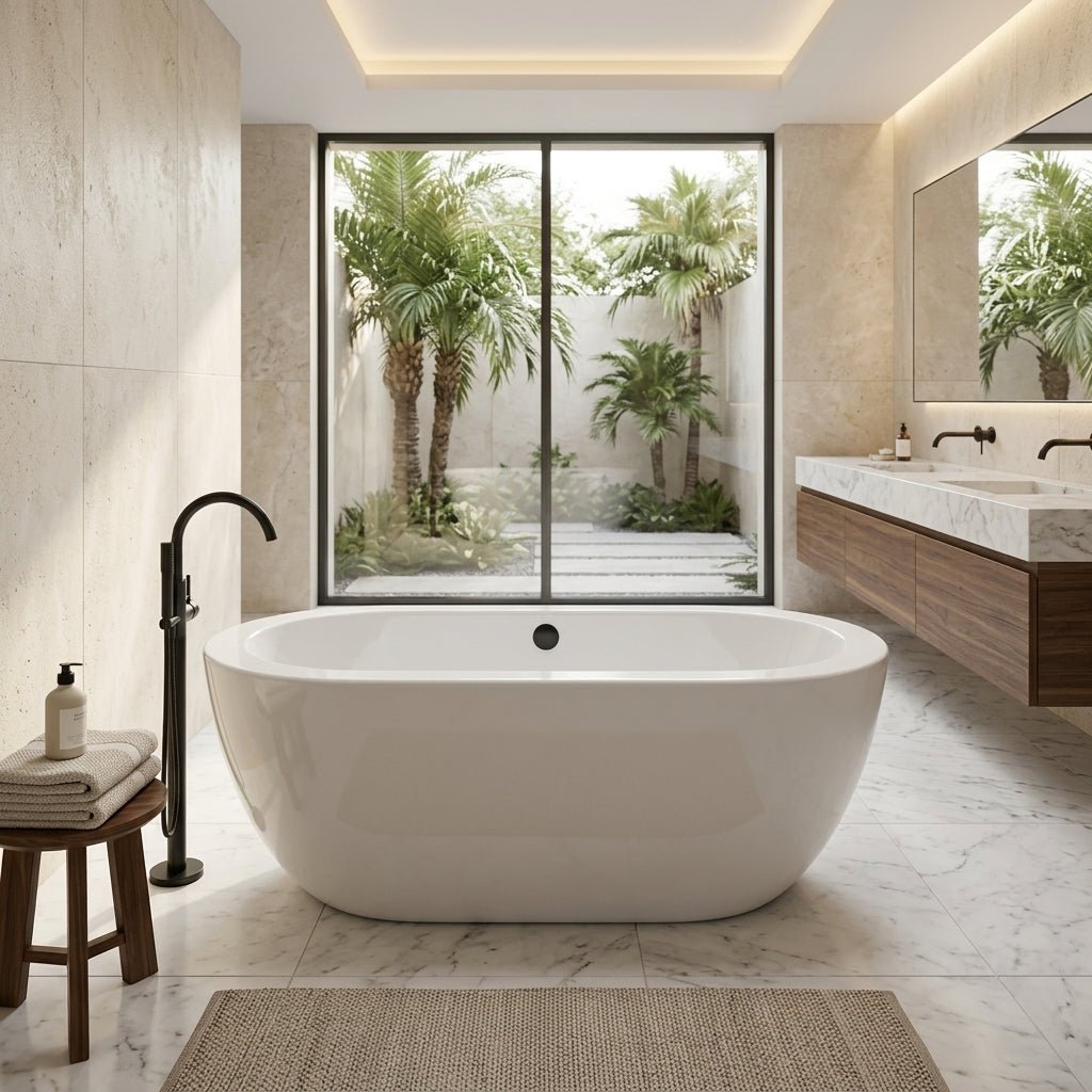 Vincent Alexander Olympia Oval Freestanding Bathtub in Gloss White