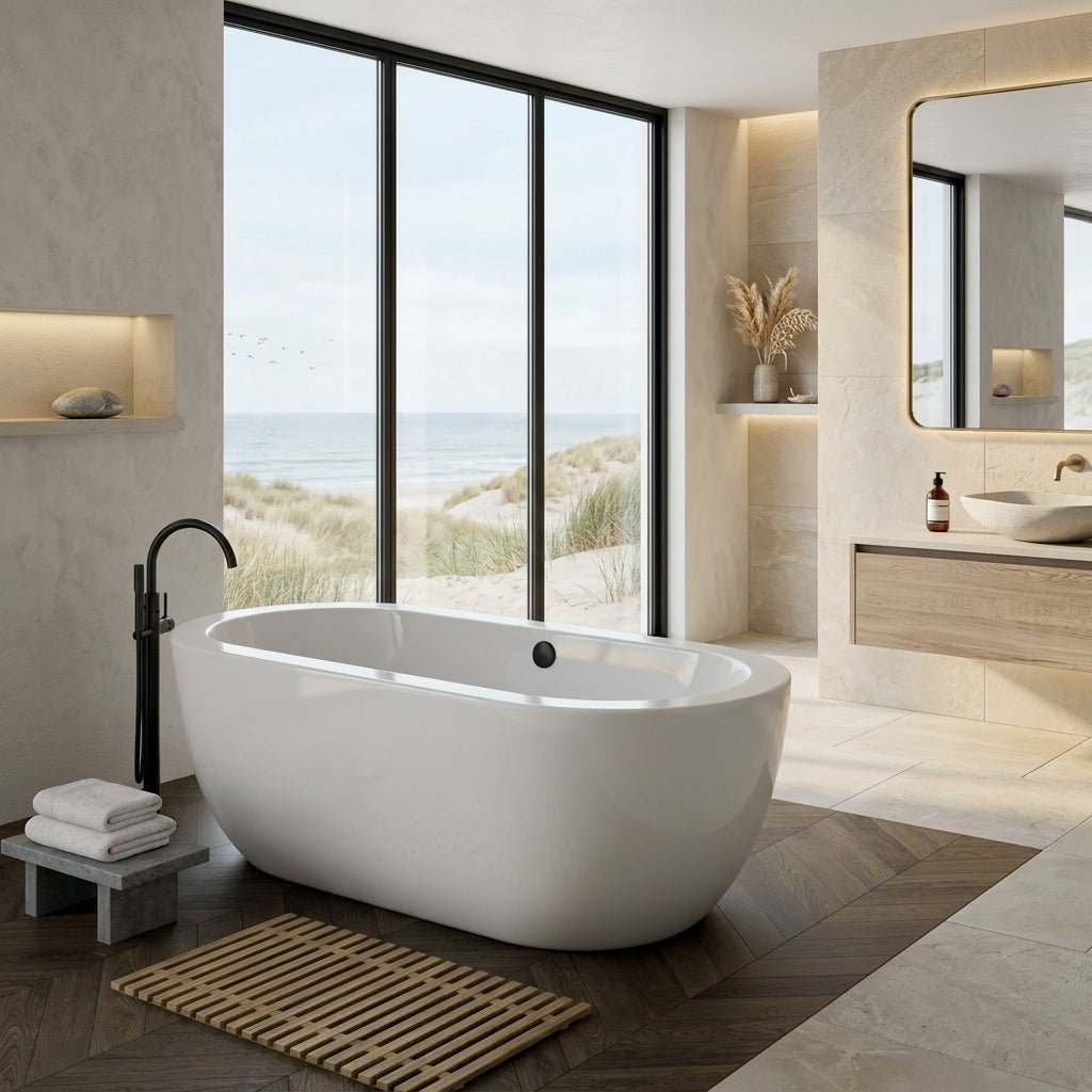 Vincent Alexander Olympia Oval Freestanding Bathtub in Gloss White