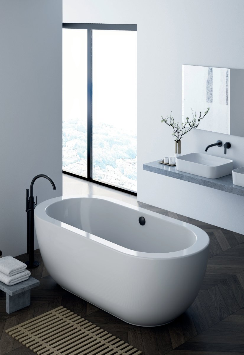 Vincent Alexander Olympia Oval Freestanding Bathtub in Gloss White