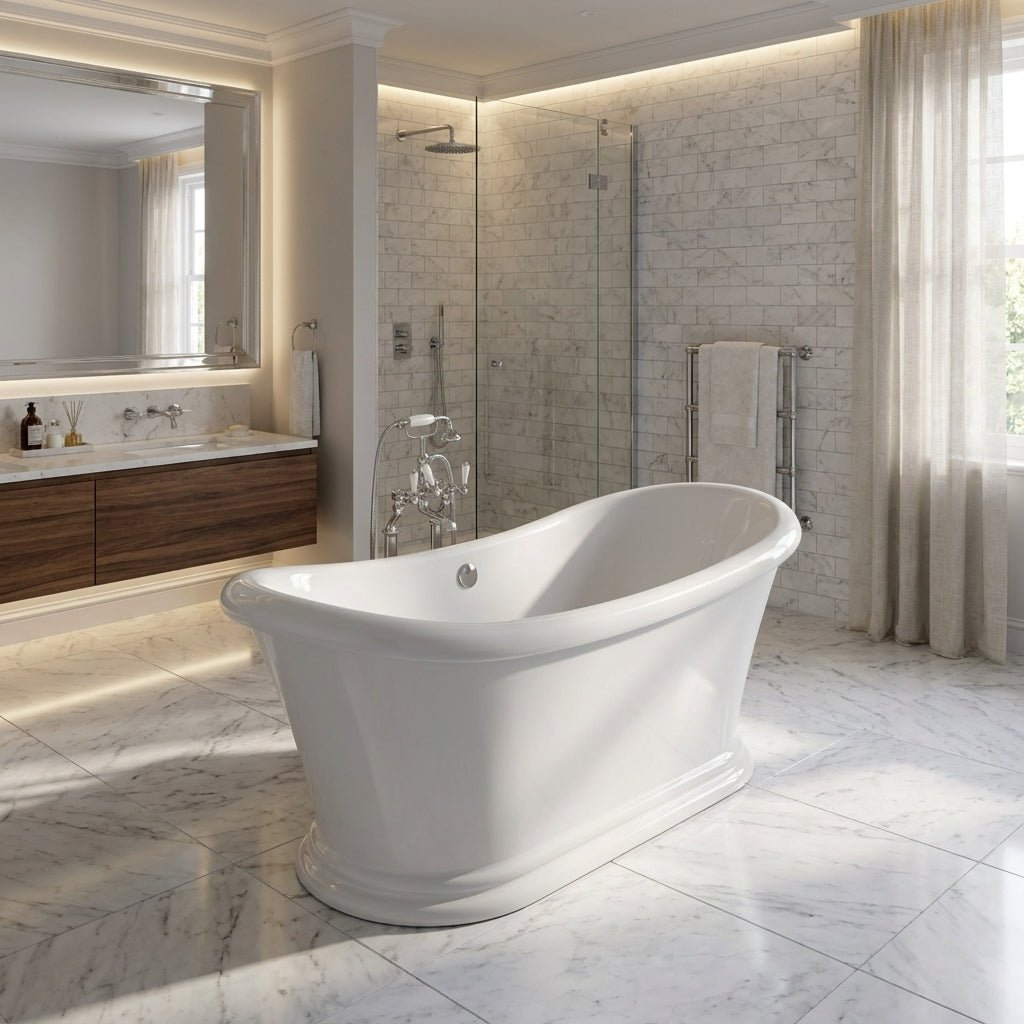 Vincent Alexander Sherborne Oval Freestanding Bathtub in Gloss White