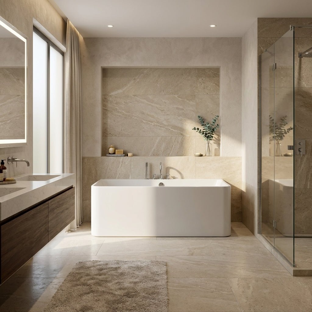 Vincent Alexander Stratford Rectangular Back to Wall Bathtub in Gloss White