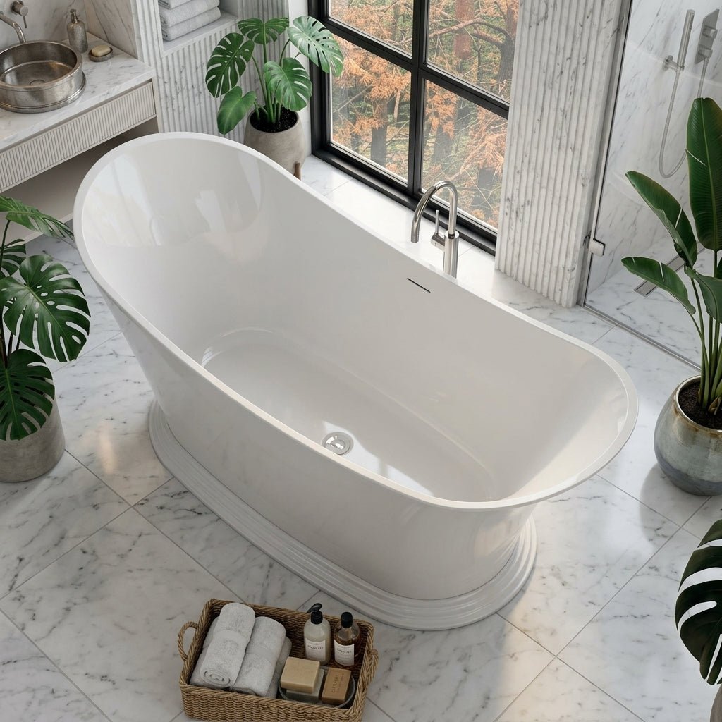 Vincent Alexander Tattershall Double Ended Oval Freestanding Bathtub in Gloss White