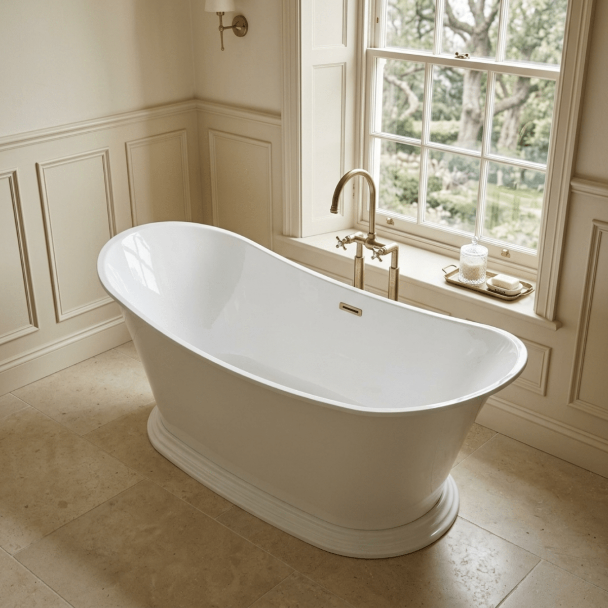 Vincent Alexander Tattershall Double Ended Oval Freestanding Bathtub in Gloss White