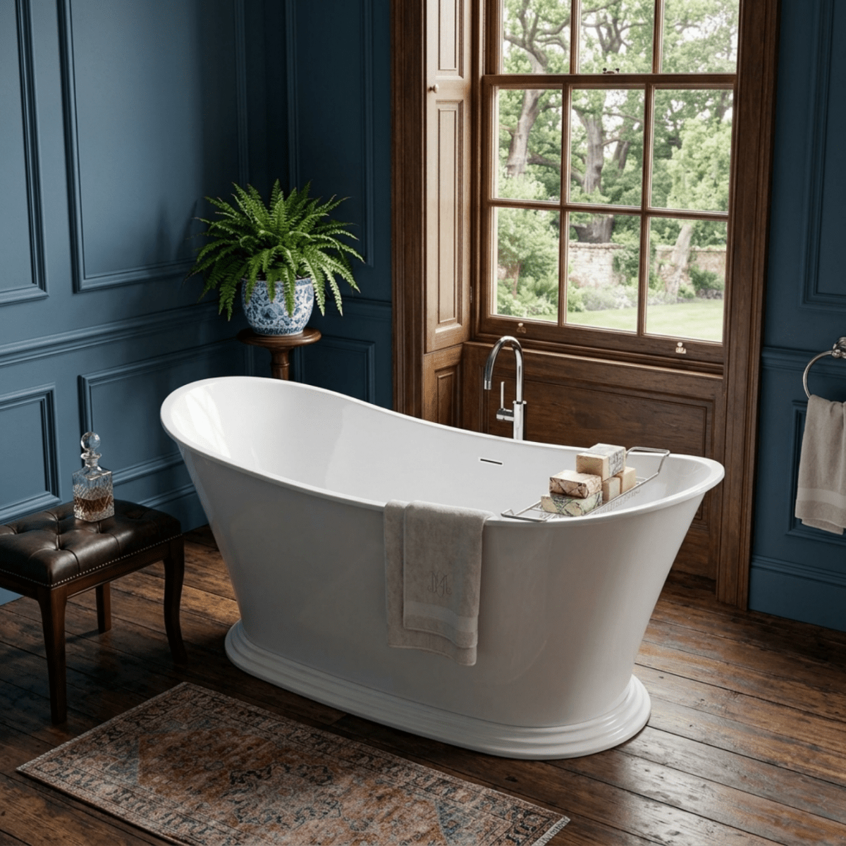 Vincent Alexander Tattershall Double Ended Oval Freestanding Bathtub in Gloss White