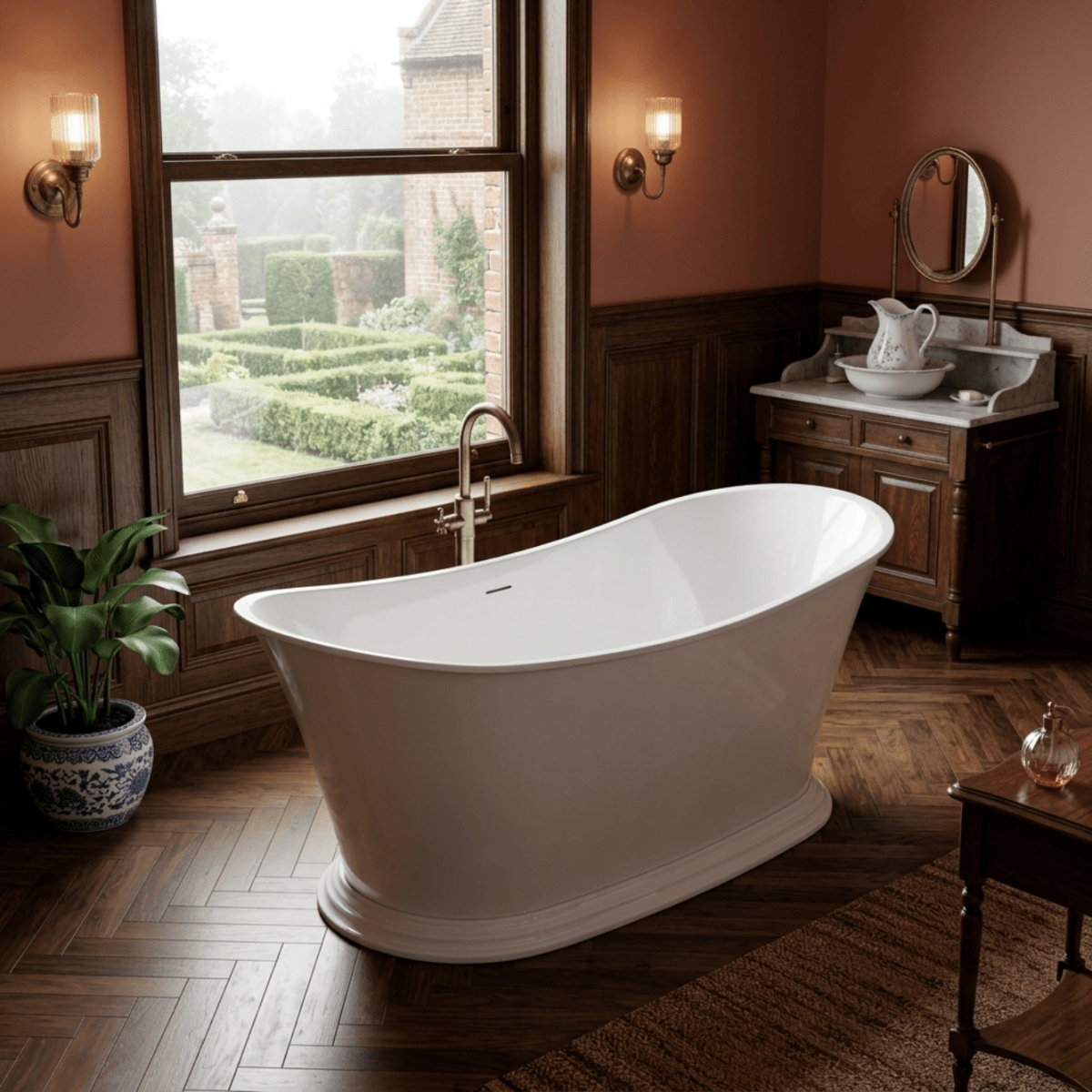 Vincent Alexander Tattershall Double Ended Oval Freestanding Bathtub in Gloss White