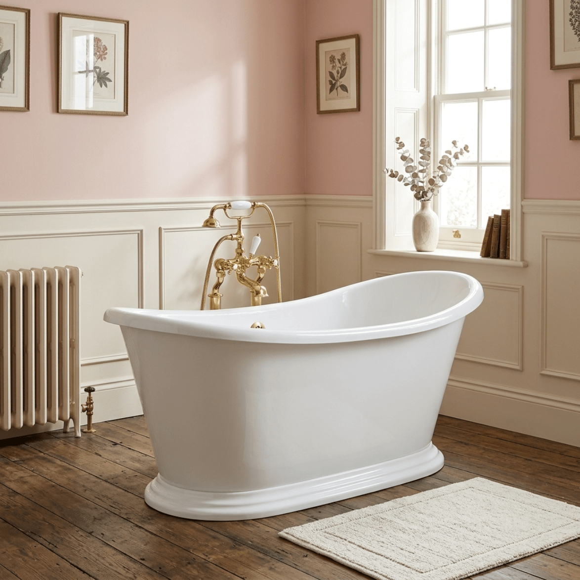 Vincent Alexander Tynemouth Single Ended Oval Freestanding Bathtub in Gloss White