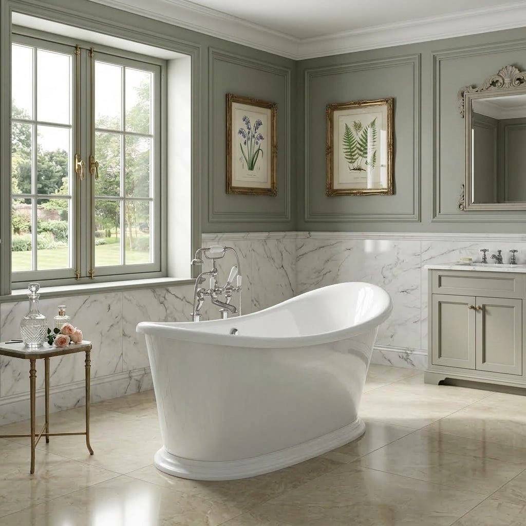 Vincent Alexander Tynemouth Single Ended Oval Freestanding Bathtub in Gloss White