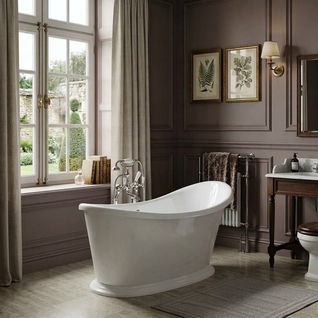 Vincent Alexander Tynemouth Single Ended Oval Freestanding Bathtub in Gloss White