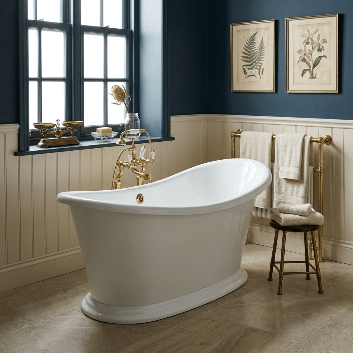 Vincent Alexander Tynemouth Single Ended Oval Freestanding Bathtub in Gloss White