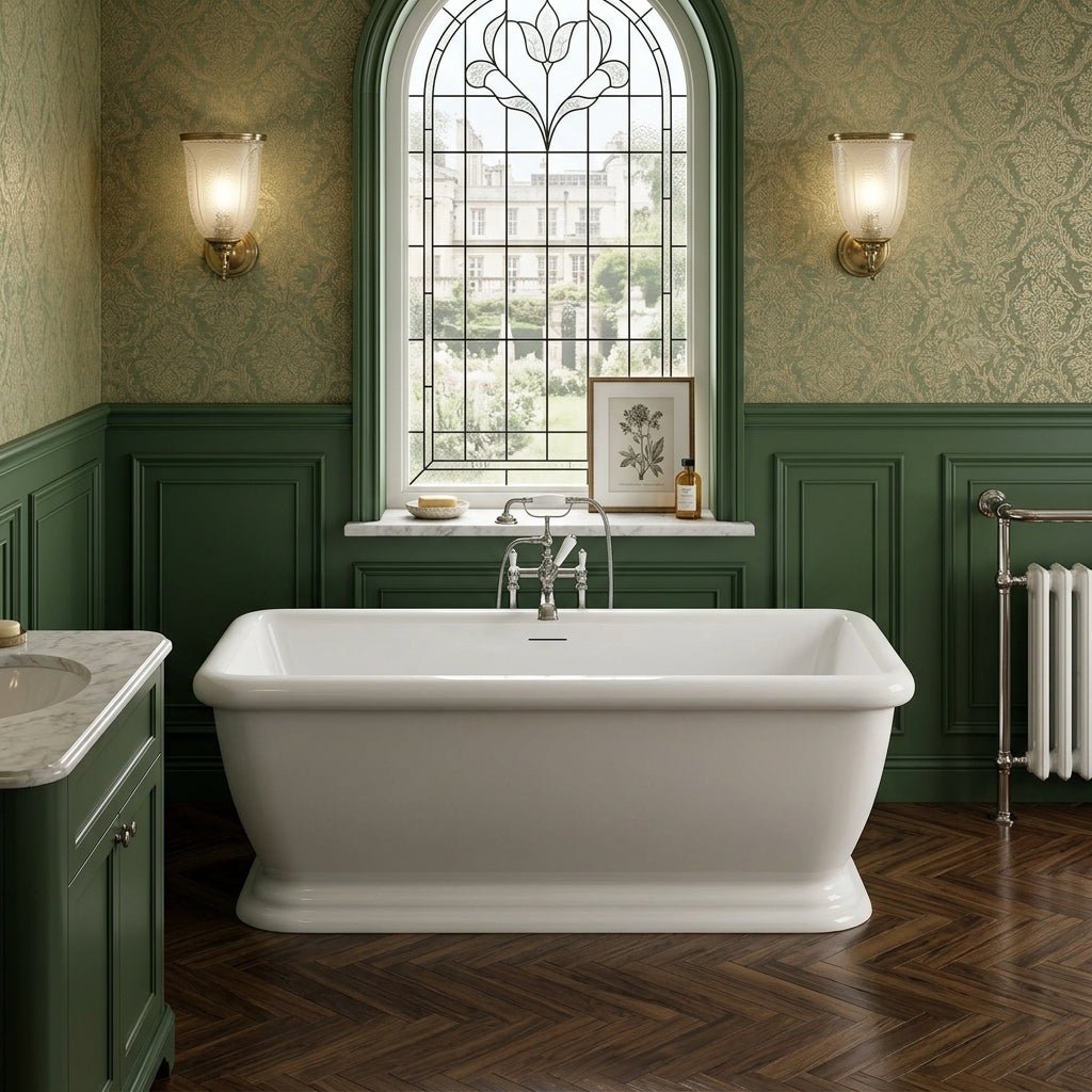 Vincent Alexander Wardour Double Ended Rectangular Freestanding Bathtub in Gloss White