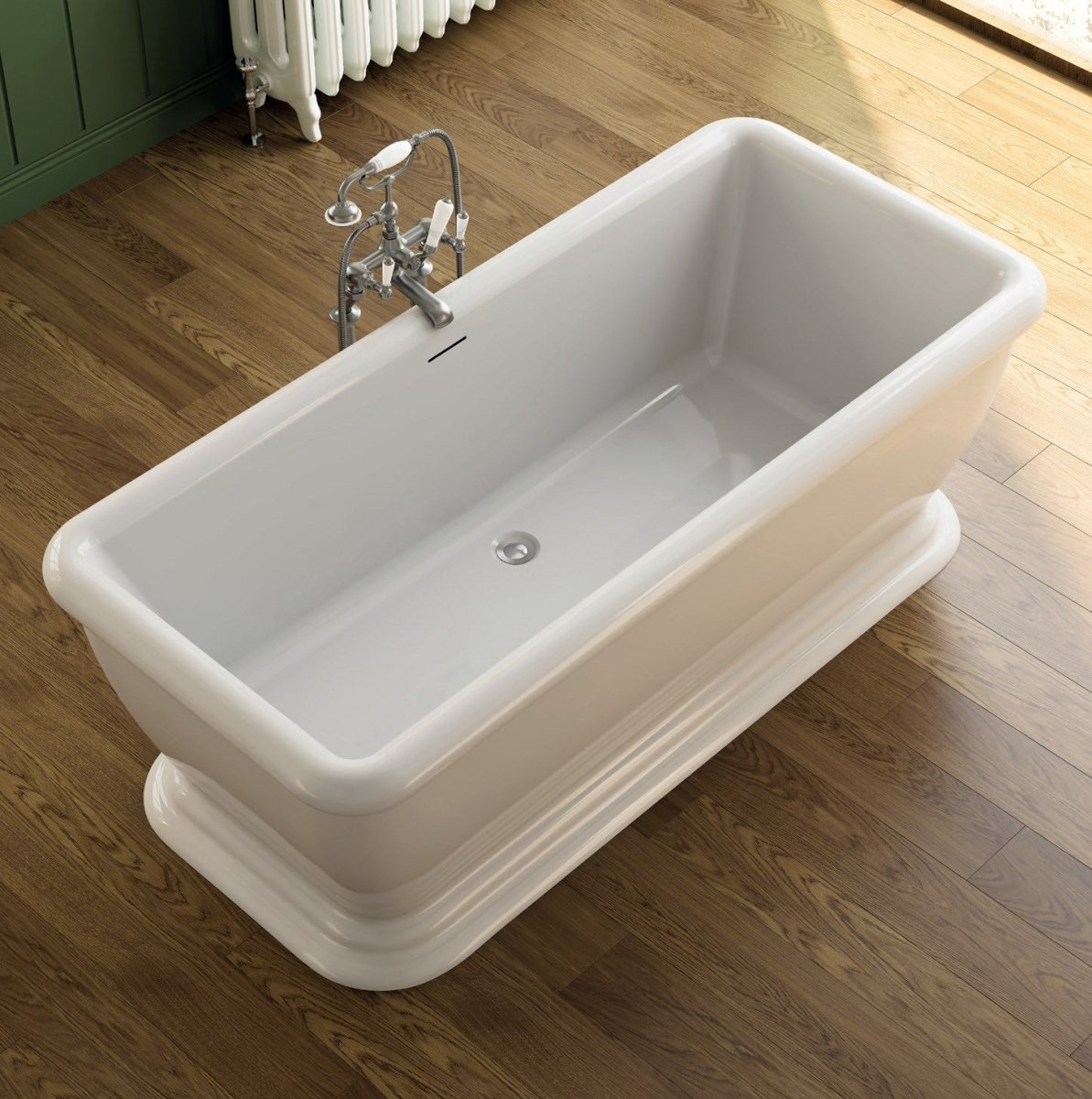 Vincent Alexander Wardour Double Ended Rectangular Freestanding Bathtub in Gloss White