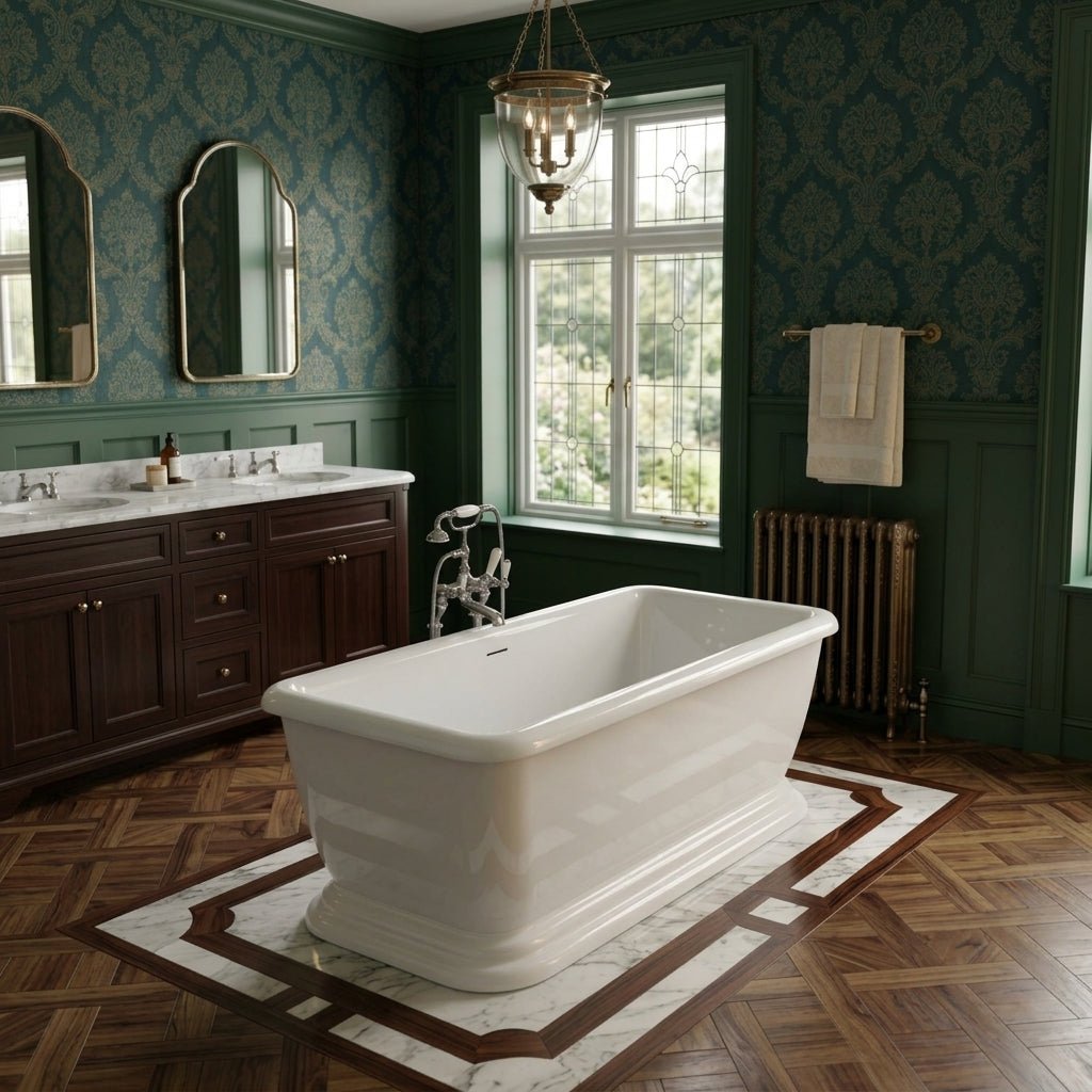 Vincent Alexander Wardour Double Ended Rectangular Freestanding Bathtub in Gloss White