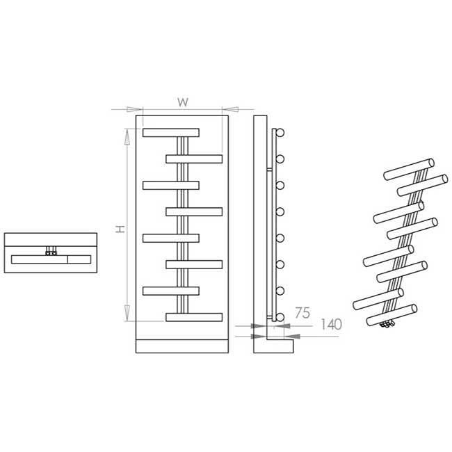 Carisa Vivi Stainless Steel Towel Radiator in Mirror Polished Chrome